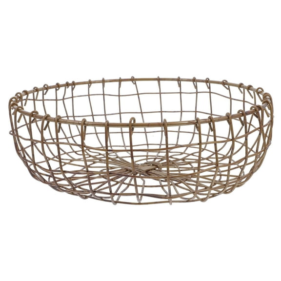 CTIRCHIU Iron Wire Storage Basket Fruit Container Golden Retro Copper Design 1Set