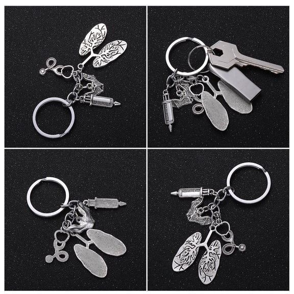 CTIRCHIU Keychain Pendant for Nurses Key Holder Silver 1Pcs Detail Leaf Shape
