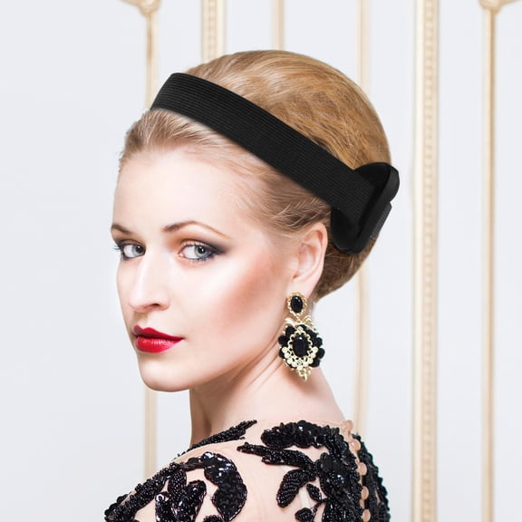 CTIRCHIU Black Elastic Wig Headband with Soft Ear Covers for Lace Front Wig Grip