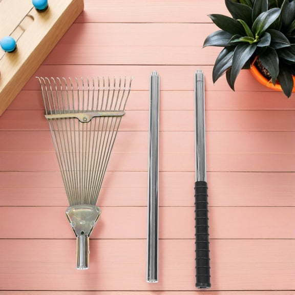 CTIRCHIU Metal Garden Rake with Ergonomic Handle for Efficient Leaf, Lawn, and Yard Debris Collection