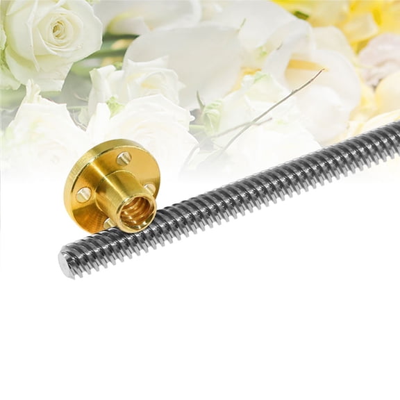 CTIRCHIU Fully Threaded Rod Lead Screw with Brass Nut Silver 1 Set for 3D Printer