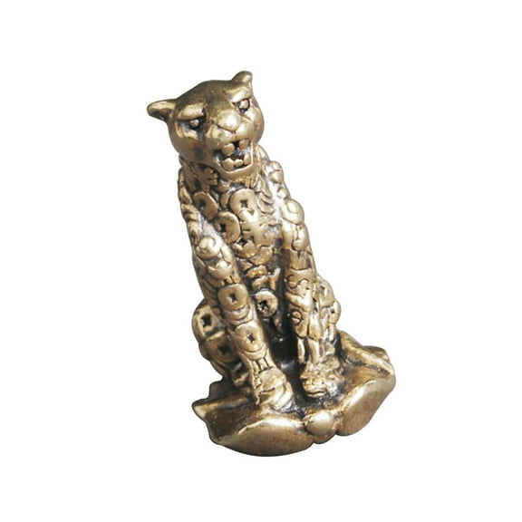 CTIRCHIU Golden Brass Leopard Figurine 1-Pack Animal Shaped Home Decor for Room Decoration
