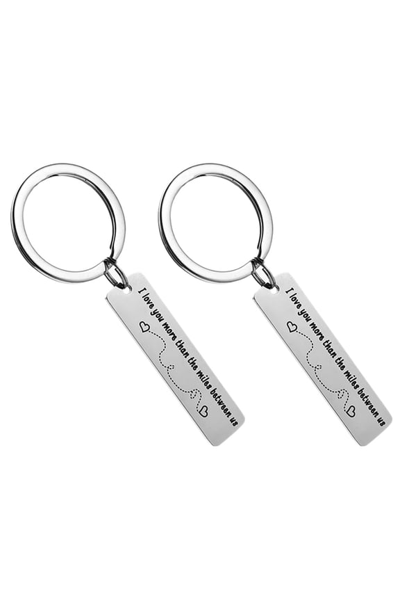 Love Heart Keyring 2Pcs Stainless Steel Key Chain Commemorative for Boyfriend