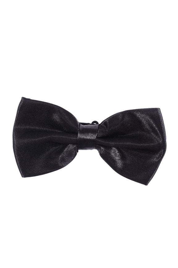Adjustable Mens Bow Tie Black with Silky Touch and Super Gloss for All Events