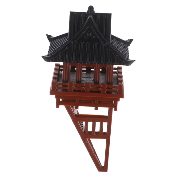 CTIRCHIU Garden Figurine Ornament: Light Brown Plastic Micro Landscape Pavilion 1Pcs