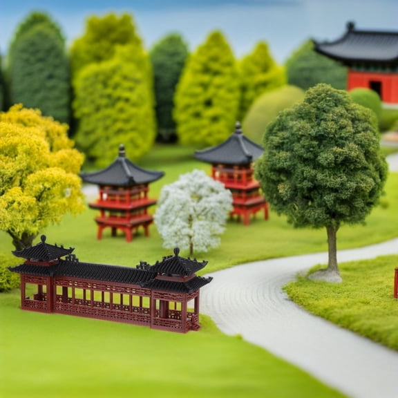 CTIRCHIU Plastic Chinese Pavilion Model - Decorative Ancient Architecture Figurine for Home, Office, and Shelf Display