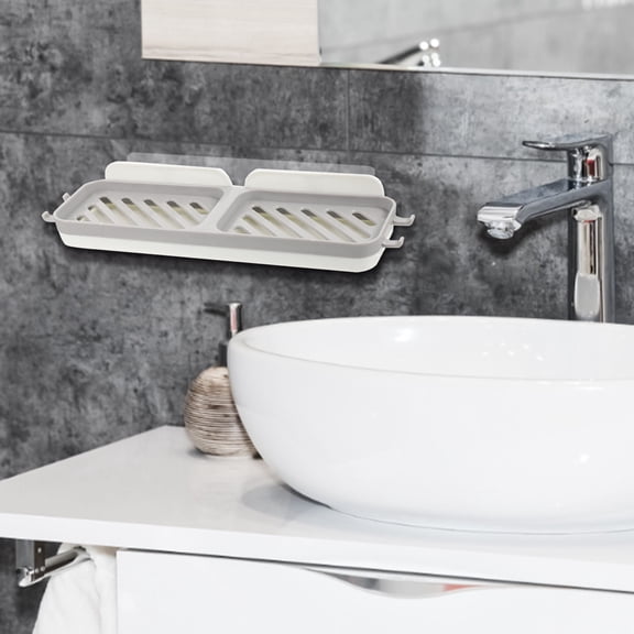CTIRCHIU Multi Color Wall Soap Dish Holder with Hanging Hooks and Fast Draining Double Grate Design