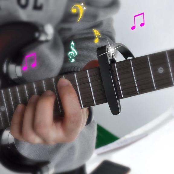 CTIRCHIU Musical Metal Guitar Capo Black Designed for Quick Fret Changes with Strong Durable Steel Spring