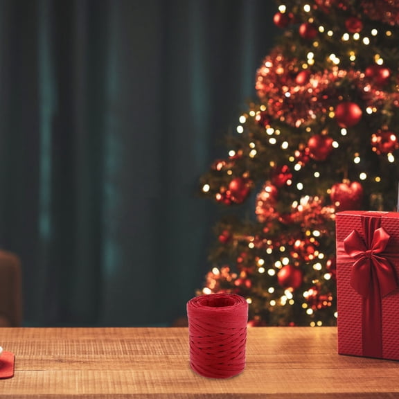 CTIRCHIU Natural Paper Raffia Ribbon in Red for Crafting Wrapping and Packaging