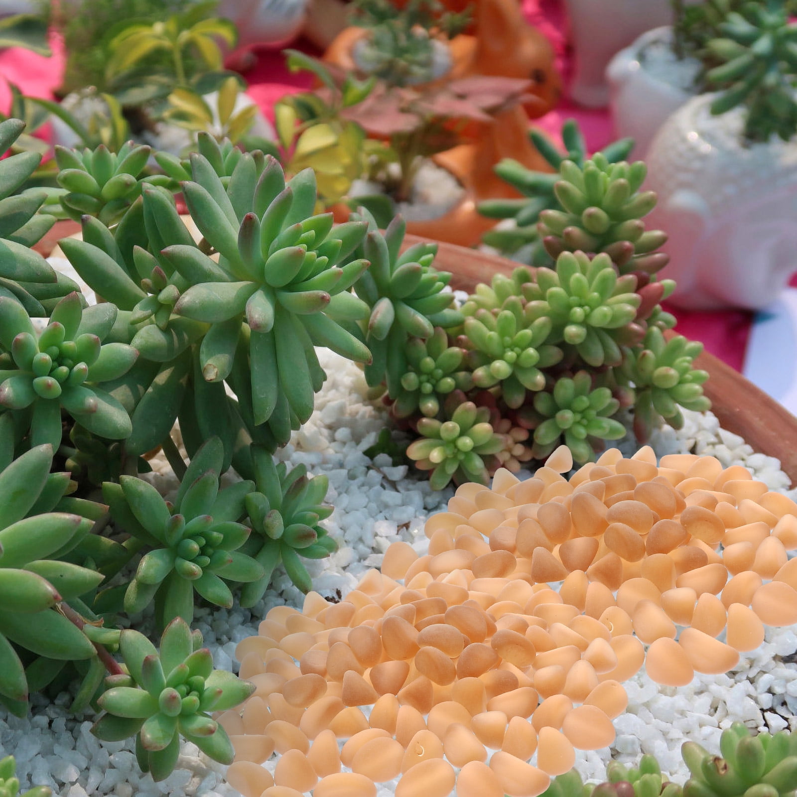 CTIRCHIU Orange Glass Stones for Aquarium Decor and Garden Landscaping, Decorative Fish Accessories