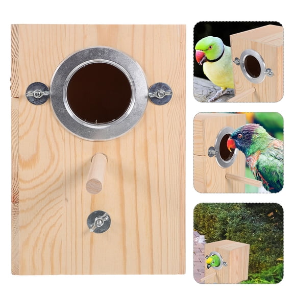 CTIRCHIU Parakeet Breeding Box Simple Shape Wooden Bird House for Warm Observation 10.61In 1Pack