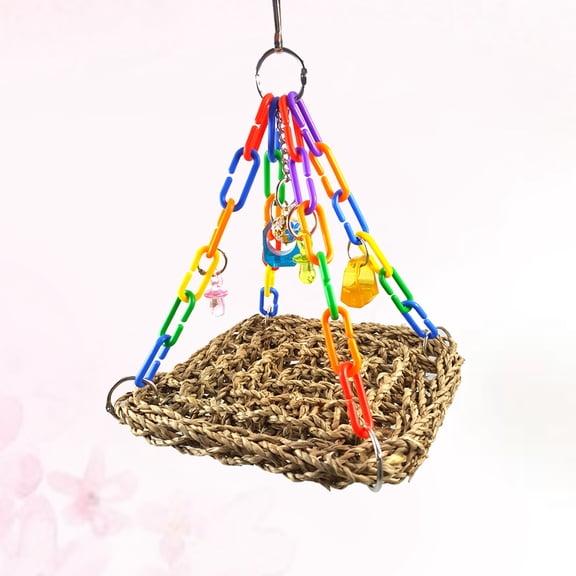 CTIRCHIU Parakeet Toys Swing Parrot Straw Toy Assorted Color Bird Toy Supplies 1Pcs