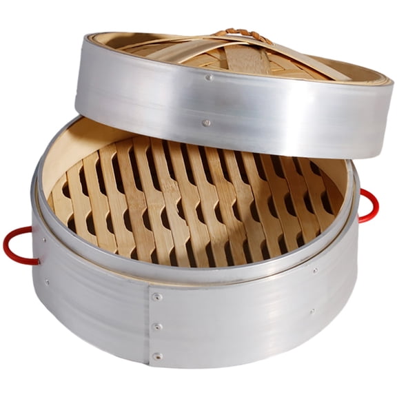 CTIRCHIU 1Set Bamboo Steamer for Cooking with Double Handles Assorted Color Covered Steamer Basket for Home Use