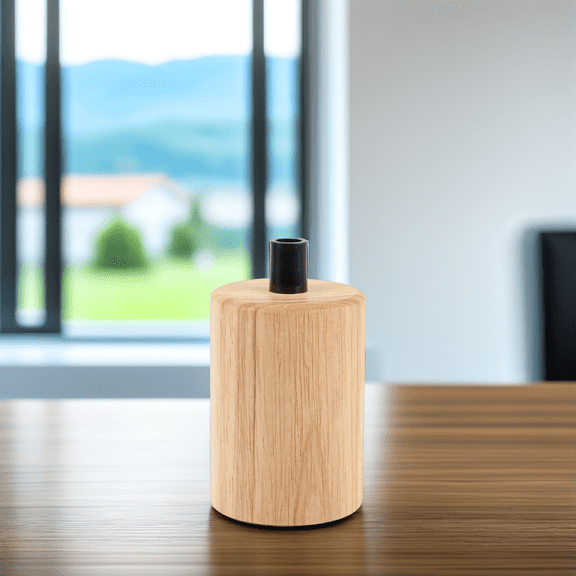 CTIRCHIU Practical Ivory Wooden Lamp Holder Socket Compatible with E27 Bulbs for Ceiling Lighting
