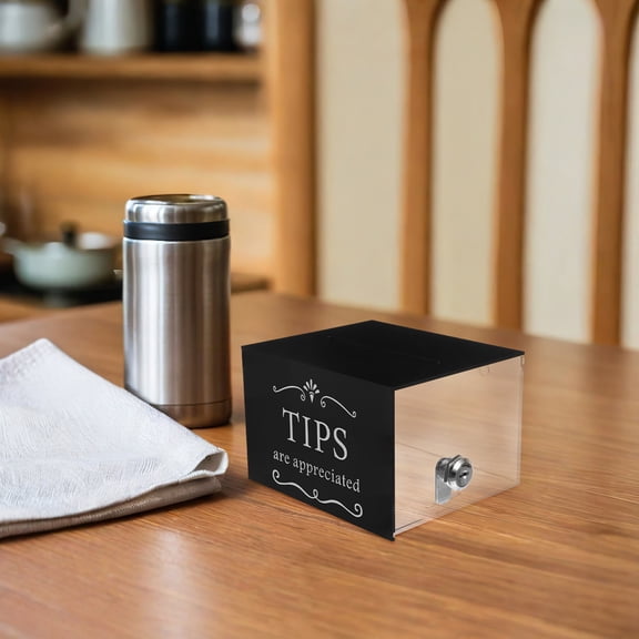 CTIRCHIU Black Metal Donation Box with Lock for Fundraising Events Commercial Use 1Pcs