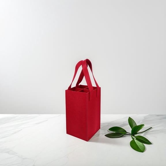 CTIRCHIU Set of 2 Red Felt Wine Bottle Bags Reusable Wine Carrier Tote Bags for Bottles Packaging