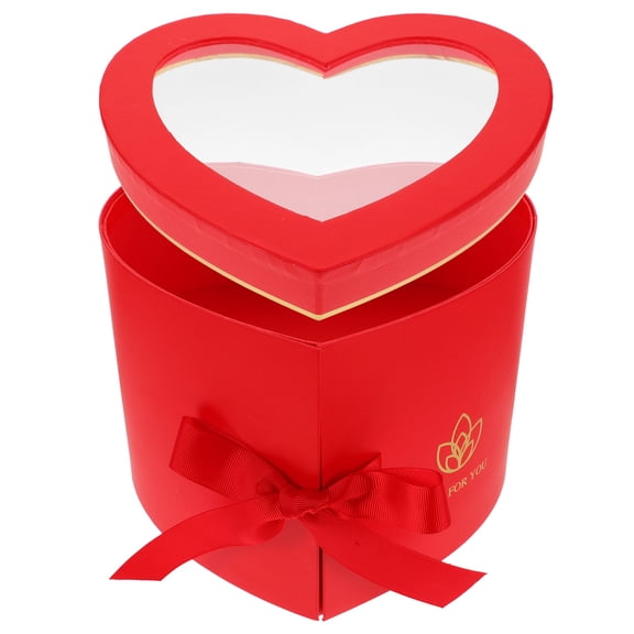 CTIRCHIU Red Heart Flower Box with Lid Double Layers Design for Preserved Flower Arrangement