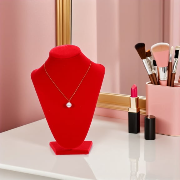 CTIRCHIU Elegant Red Necklace Display Bust Velvet Jewelry Organizer Stand for Pendant Chains