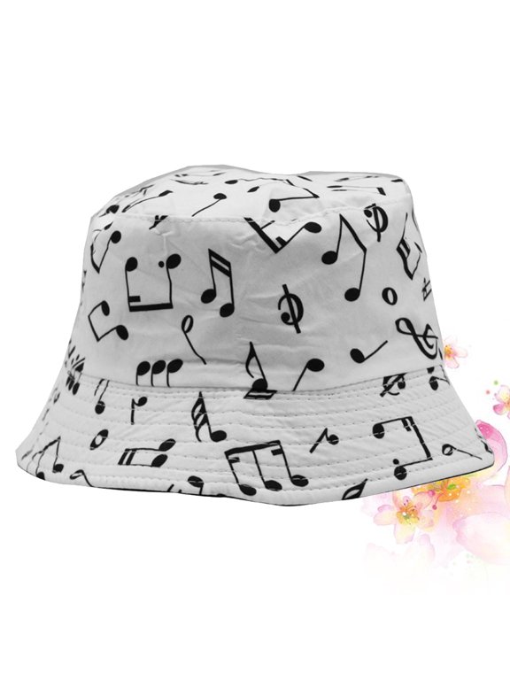 Reversible Music Note Fisherman Hat, Breathable Cotton Cap for Cycling, Hiking, Outdoor Activities