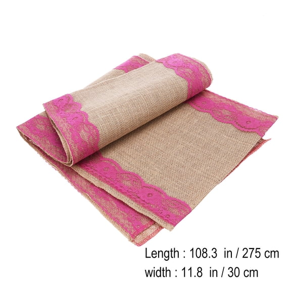 CTIRCHIU Rosy Burlap Table Runner with Elegant Lace Trim for Wedding, Party, and Home Decoration