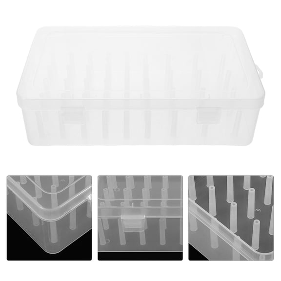 CTIRCHIU White Plastic Thread Organizer Box with Clear Lid, Multi-Spool Storage for Sewing, Kitchen, and Craft Supplies