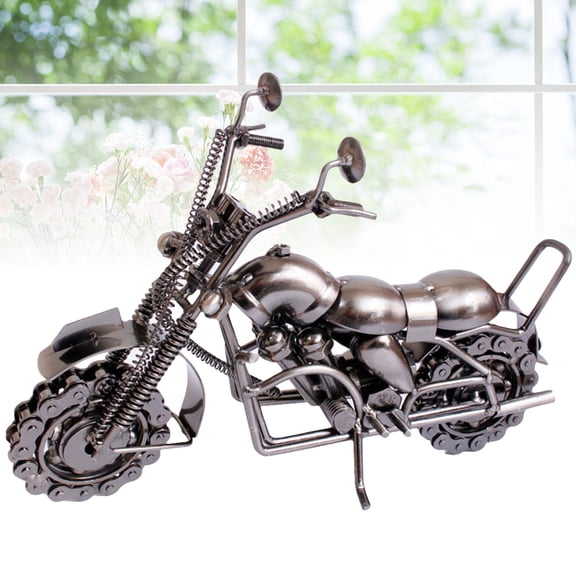 CTIRCHIU Silver Iron Motorcycle Model Toy for Home Decor Vintage Sculpture Gift for Motorcycle Lovers 10.5x4.5x4.5 Inches