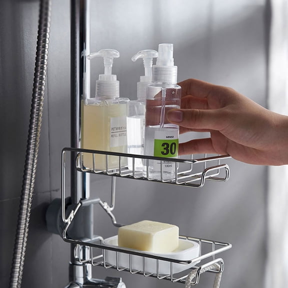 CTIRCHIU Kitchen Sink Storage Rack with Sponge Holder, Space-Saving Organizer for Cleaning Supplies, 1 Piece