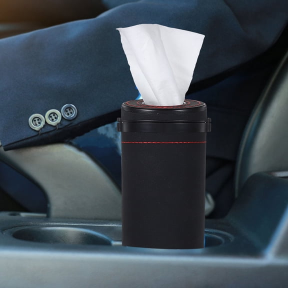 CTIRCHIU Sleek Black Car Tissue Dispenser Cylinder for Cup Holder with Easy Refill Opening