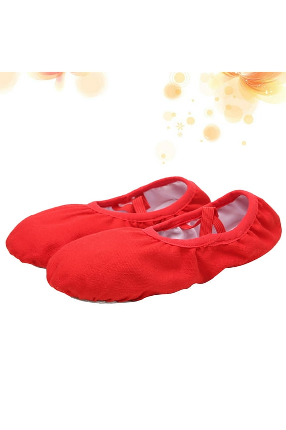 1 Pair Red Ballet Flats Shoes for Women Stretch Belt Simple Design for Yoga