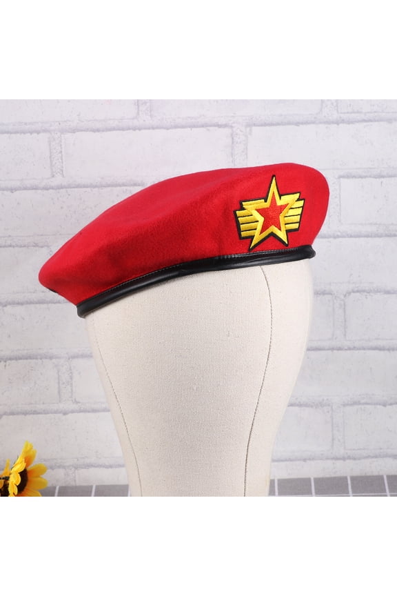 Red Stage Show Woolen Beret for Women Adults 1Pcs