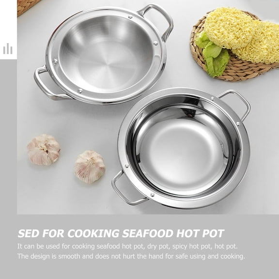 CTIRCHIU Stainless Pot Cooking Pot Stainless Steel Multi-function Flat Bottom Kitchen Tool 1Pack