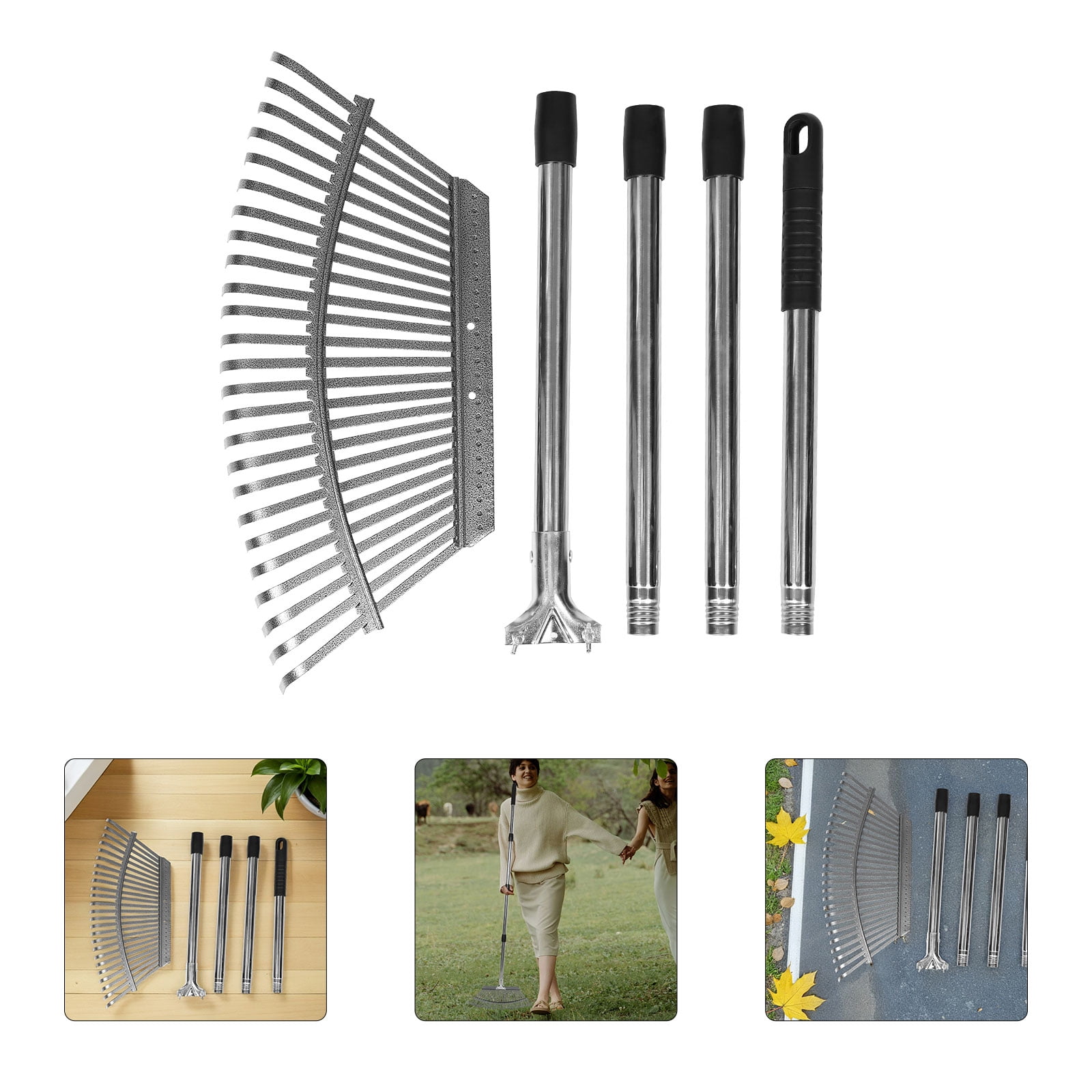 CTIRCHIU Heavy Duty Metal Garden Rake with 25 Tines for Weeding Leaf ...