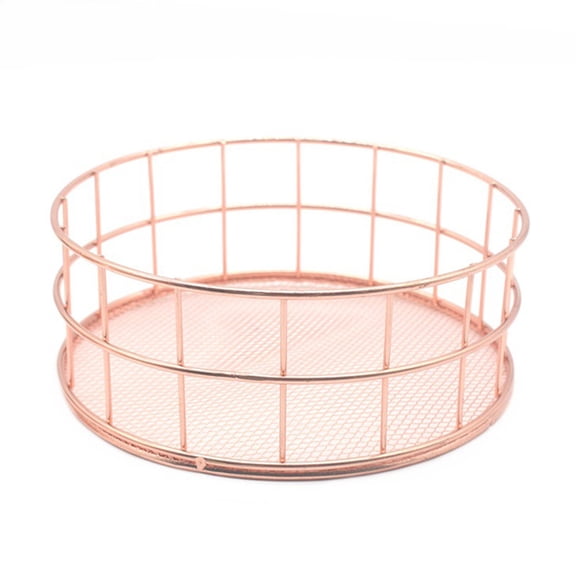 CTIRCHIU Sturdy Golden Iron Storage Basket for Kitchen Desk Fruits Letters and Office Essentials