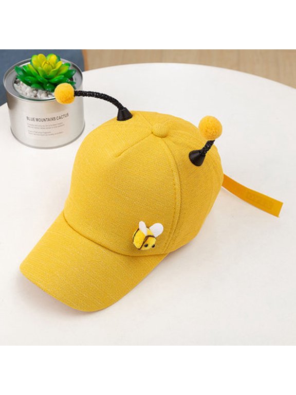 Sun Protection Baseball Cap with Bee Antenna Adjustable Yellow
