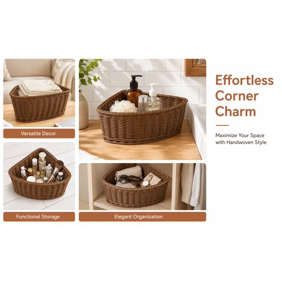 CTIRCHIU Triangular Corner Shelf Storage Bin for Closet and Shelves, 14x10x6
