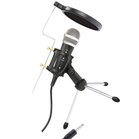 CTIRCHIU Tripod Microphone with Stand for Live Streaming Video Chat and Makeup Phone Holder for PC and Devices