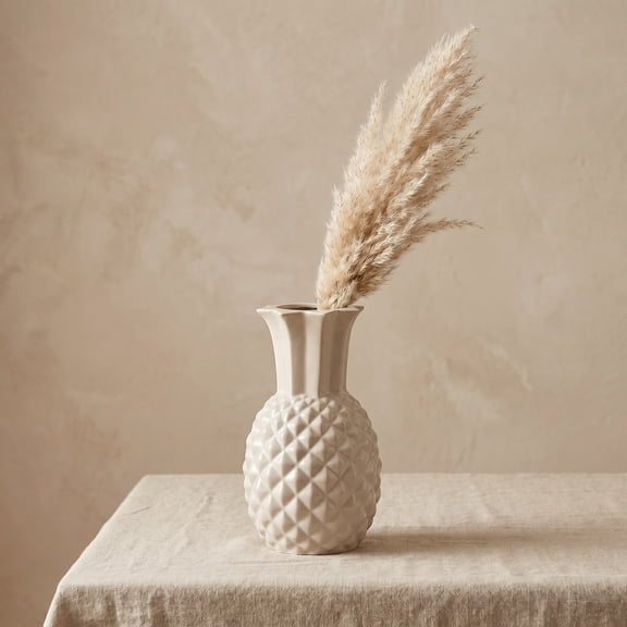 CTIRCHIU White Pineapple Ceramic Vase Minimalist Home Accent Tropical Style