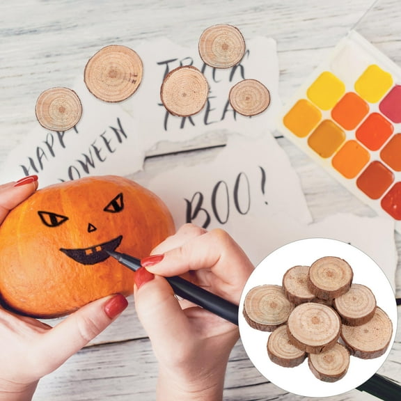 CTIRCHIU 120Pcs Unfinished Pine Wood Rounds Circular Wooden Pieces for Craft Projects