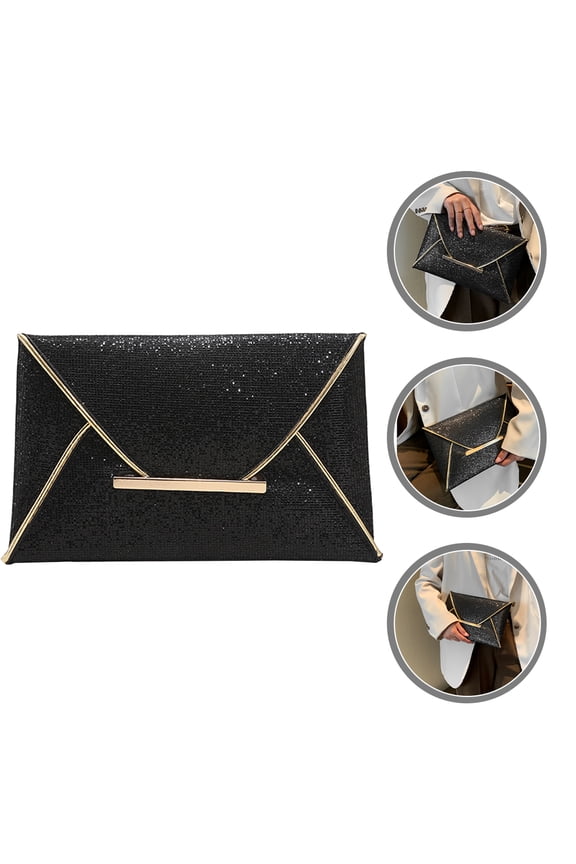Black Small Coin Purse Envelope Bag Fashion Wallet for Cards and Change Storage