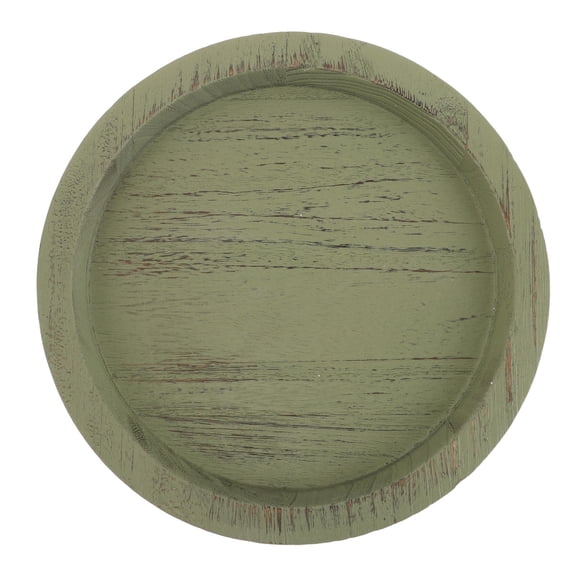 CTIRCHIU Versatile Olive Green Round Wood Tray for Kitchen Counter Display and Entertaining