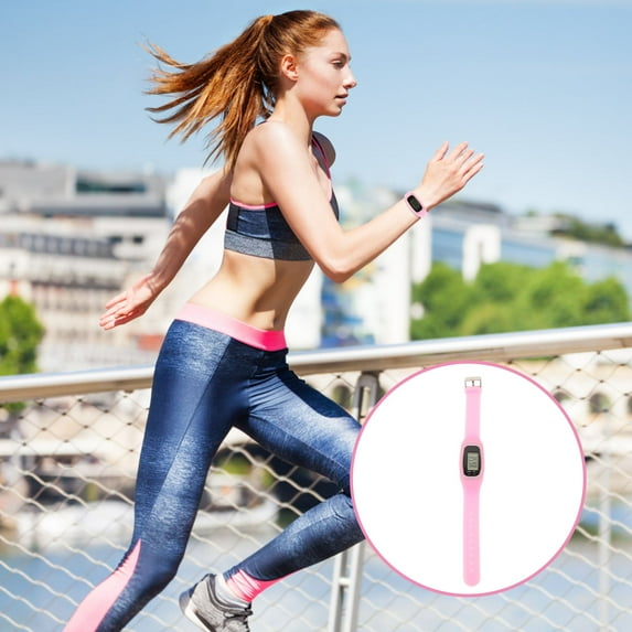 CTIRCHIU Walking Step Counter Silicone Fitness Tracker Pink Simple Design for Seniors 1Pcs