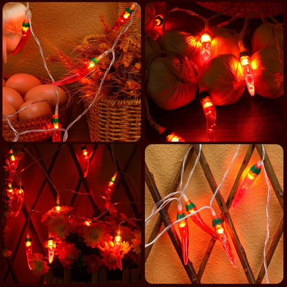 CTIRCHIU Waterproof Red Chili Lights with 20 LED Bulbs for Balcony Camping Decorations and Parties