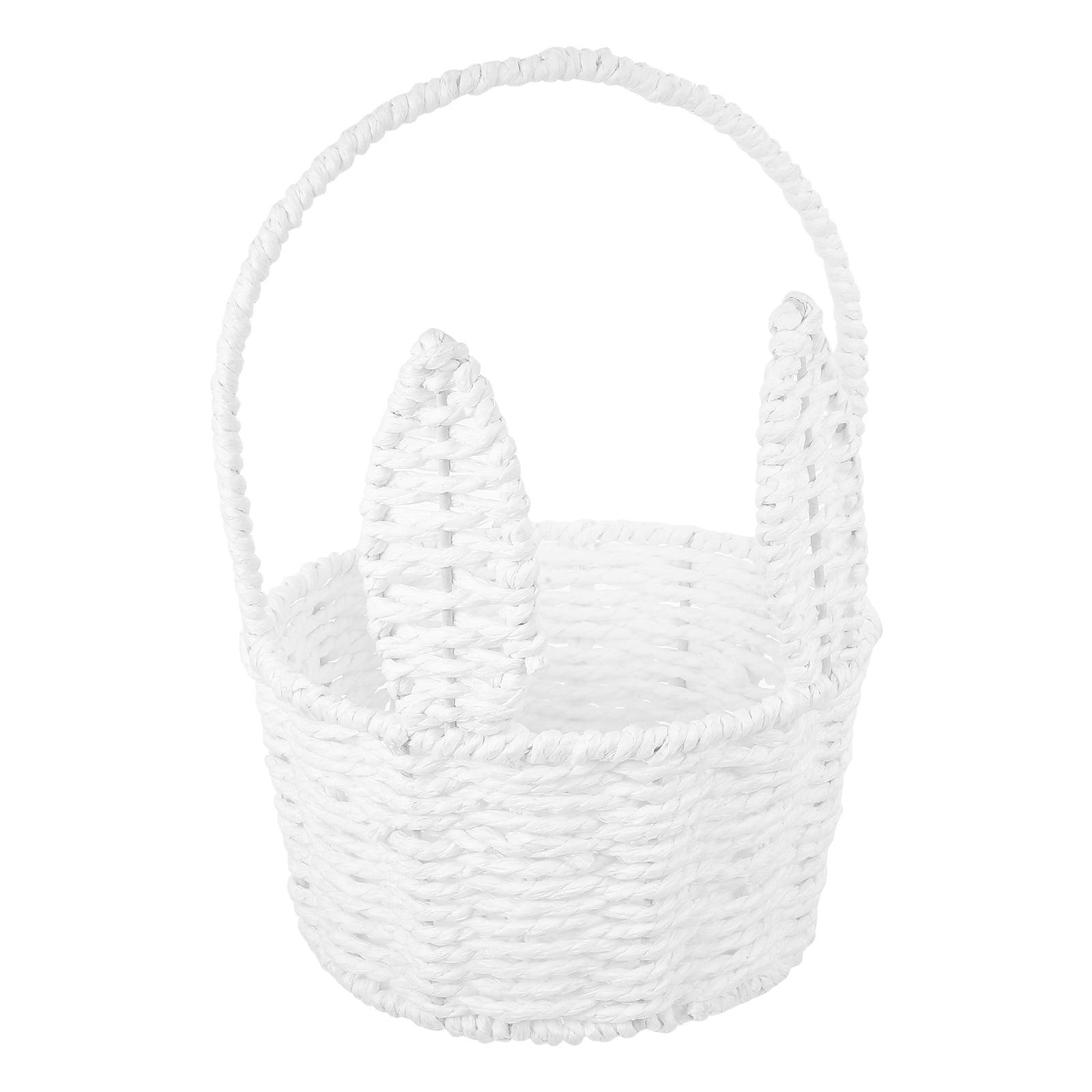 CTIRCHIU White Woven Basket with Bunny Ears Easter Decoration, Versatile Storage and Holiday Basket