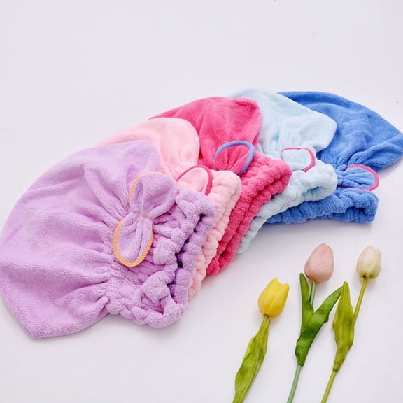 CTIRCHIU Wofashpuret Microfiber Hair Towel Cap 2pcs Hair Drying Cap with Bow Head Wrap Shower Cap for Women Wet Hair
