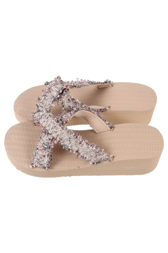 1 Pair of Spa Slippers for Women Casual Style Cloth Shoes Beige