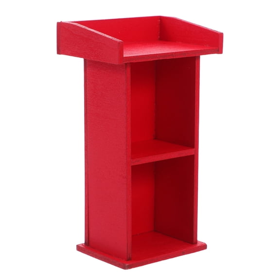 CTIRCHIU Wood Miniatures Furniture Wooden Podium Shape Red 1Set