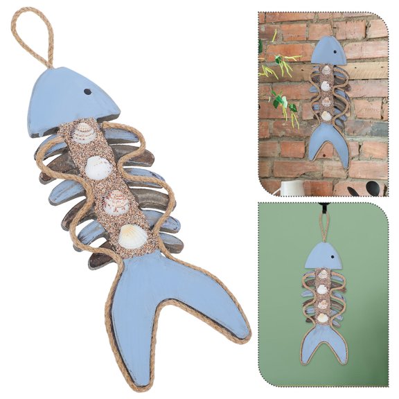 CTIRCHIU Wood Nautical Hanging Decor Vintage Style Fish Bone Ornaments For Home Multi Wooden 1Set