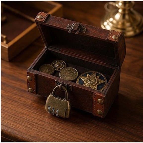 CTIRCHIU Wooden Treasure Chest, with 3 Digits Combination Lock, vintage