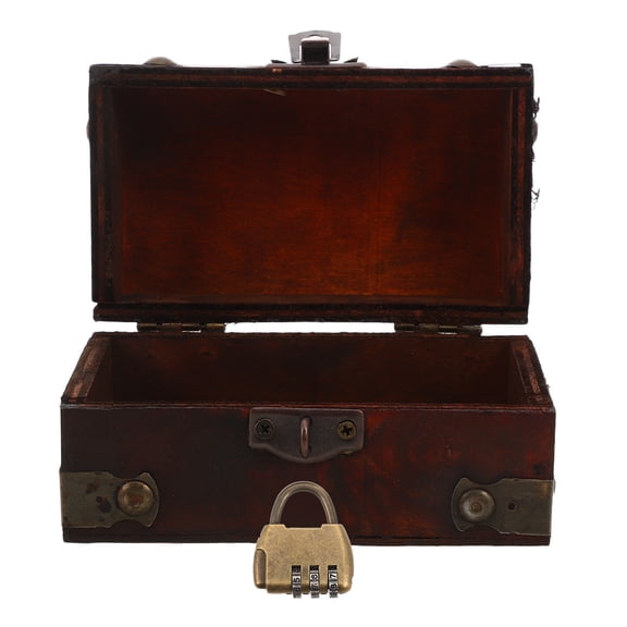 CTIRCHIU Wooden Treasure Chest with Combination Lock Dark Brown Retro Keepsake Organizer for Collectibles
