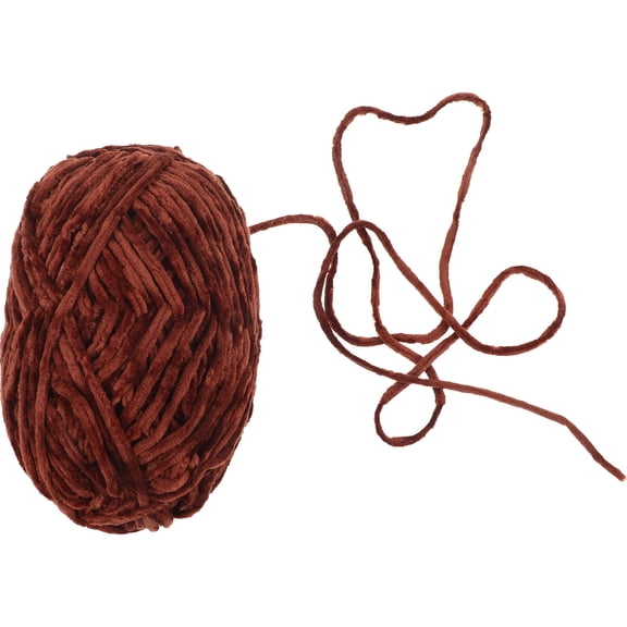 CTIRCHIU Soft Velvet Chenille Yarn for Hand Knitting and Crafts, Coffee Color, 1 Roll of Premium Wool Yarn for Projects